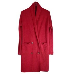 J.CREW Double Breasted Red Long Heavy Weight Sweater Cardigan Duster Size XXS